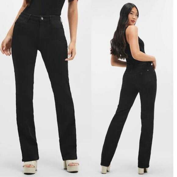 NWT GUESS Sexy Straight Mid Rise Jeans Size 24 x 32 Carrie Black - Picture 1 of 10